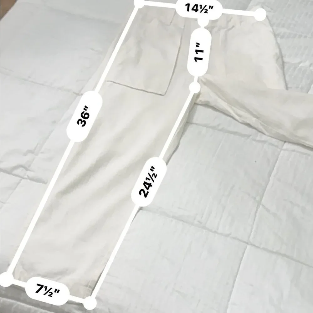 J.Crew Linen Lyocell Utility Pants 6P Ivory Tapered Pocket Front Flat Front